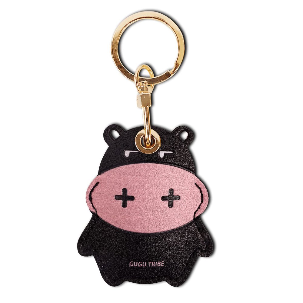 Leather Keychain Case Holder Compatible with Apple AirTag, GPS Airtag Keychain Finder Tracker with Key Ring, Anti-Scratch Protective Air Tag Cover for Keys, Wallet(Black Cow)