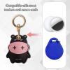 Leather Keychain Case Holder Compatible with Apple AirTag, GPS Airtag Keychain Finder Tracker with Key Ring, Anti-Scratch Protective Air Tag Cover for Keys, Wallet(Black Cow) view 4
