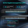 48 Port Gigabit PoE Switch Unmanaged with 48 Port IEEE802.3af/at PoE+@400W, 2 x 1G SFP, NICGIGA 50 Port Network Power Over Ethernet Switch, Desktop/Rackmount view 2