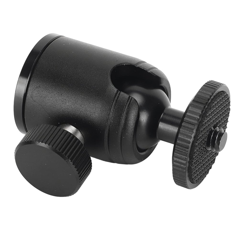 Tripod Head, Camera Tripod Ball Head, 360 Rotating Aluminum Alloy Tripod Mount Ball Head with 1/4inch Removable Hot Shoe and Rubber Pad Holder for DSLR Camera