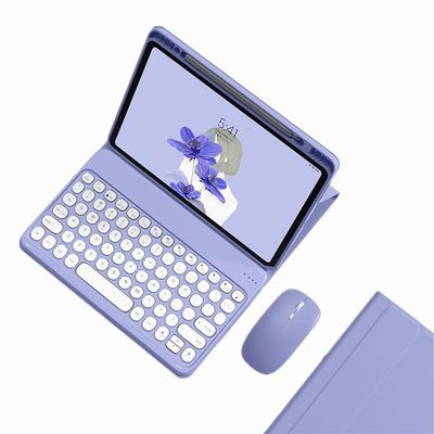 SENLAN iPad Mini 6th Generation 2021 Keyboard Case with Mouse Cute Round Keys with Pencil Holder Magnet Detachable Bluetooth Keyboard for iPad mini6 (iPad mini6, Purple)