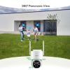 Kittyhok Solar Security Cameras Wireless Outdoor, 360 Pan & Tilt Home Security Camera, No Subscription, 2K Clarity, Color Night Vision, WiFi6 NVR with 64GB microSD Card, Local Storage, 5G & 2.4G WiFi view 2