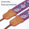 Padwa Lifestyle Purple Flowers Embroidered Camera Strap - Double Layer Cowhide Ends,2" Cotton Vintage Camera Straps, Adjustable Neck & Shoulder Strap for All DSLR Cameras,Great Gift for Photographers view 2