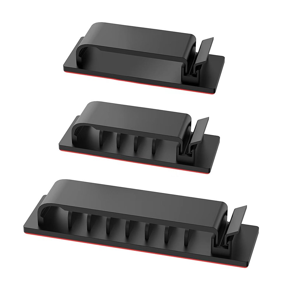 Halsouy Cable Management Clips, 20Pcs Cord Organizers Wire Clips Cord Holder for TV PC Ethernet Cable Desk Home Office (Black)