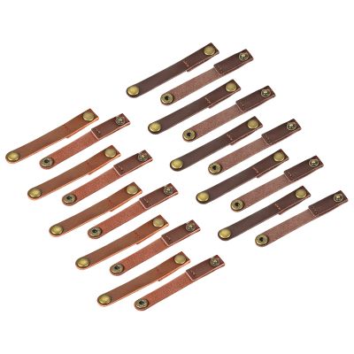 MECCANIXITY Pack of 20 Leather Cable Straps Cable Ties, Cord Organizer, Portable Cable Management for USB Cables, Headphone Wires, Brown/Light Brown