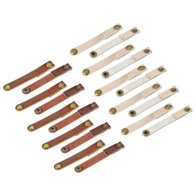 MECCANIXITY Pack of 20 Leather Cable Straps Cable Ties, Cord Organizer, Portable Cable Management for USB Cables, Headphone Wires, Light Brown/Golden