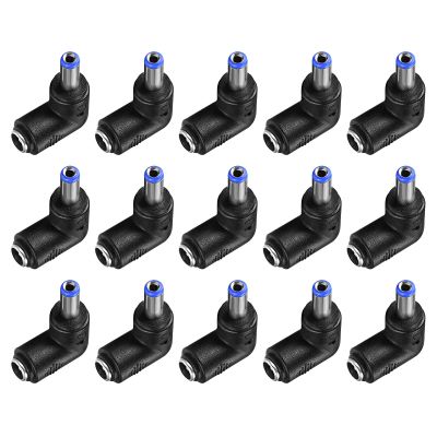 Rebower DC Male to Female Power Jack Connector 90 Degree Angle Plug Adapter [for CCTV Home Security] - 5.5x2.1mm / Black Blue / 15Pcs