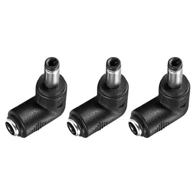 Rebower DC Male to Female Power Jack Connector 90 Degree Angle Plug Adapter [for CCTV Home Security] - 5.5x2.5mm 5.5x2.1mm / Black Red / 3Pcs