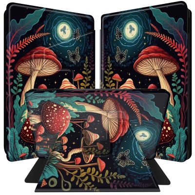 BPQOJB for All-New Kindle Paperwhite Case (11th Generation 6.8 inch 2021 Release) 360 Degree Rotating PU Leather Smart Cover with Auto Wake/Sleep - Mushroom Moon