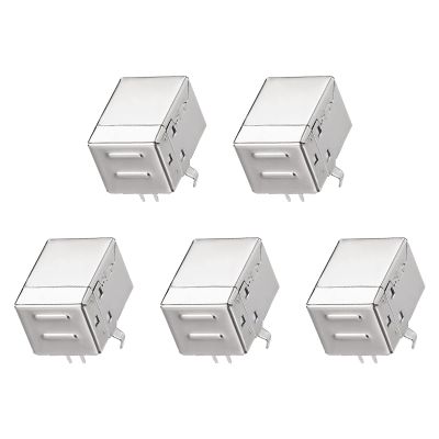 Rebower 5Pcs USB PCB Socket Type-B 4Pin DIP Printer Port 1.5A Silver White