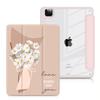 Batianda Hybrid Case for iPad Pro 11-inch 2022 4th M2 2021 (3rd Generation) / iPad Pro 11" 2nd 2020 [Built-in Pencil Holder] Shockproof Cover with Clear Transparent Back Shell TPU Bumper,Bouquet view 1
