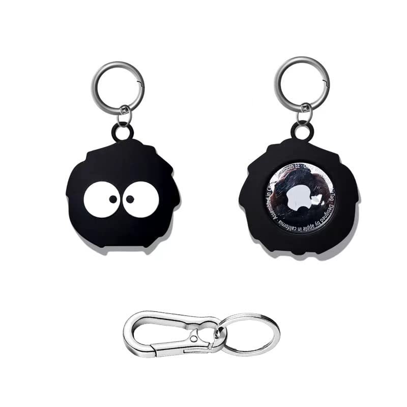 Cute Waterproof Holder Keychain for Air Tag Dog Collar Tracker,Protective Cover for Airtag Key Chain (blackBriquette)