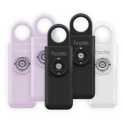 Hootie Personal Keychain Alarm for Women, Men, and Kids Protection - Hand Held Safety Siren, Lavender, Black, and White (5 Pack)