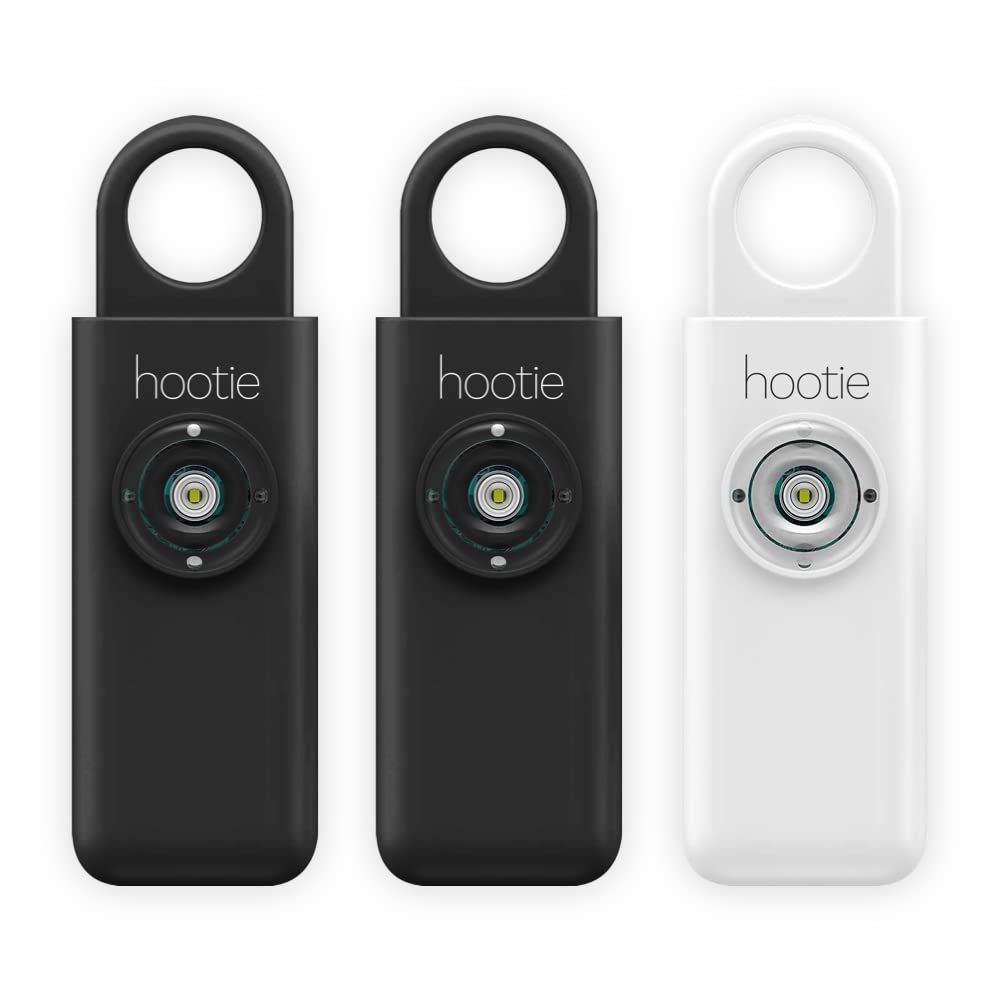 Hootie Personal Keychain Alarm for Women, Men, and Kids Protection - Hand Held Safety Siren, Black and White (3 Pack)