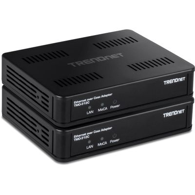 TRENDnet Ethernet Over Coax MoCa 2.5 Adapter (2-Pack), TMO-312C2K, Backward Compatible with MoCA 2.0/1.1/1.0, RJ-45 Gigabit LAN Port, Supports Net Throughput up to 1Gbps, Black (Renewed)