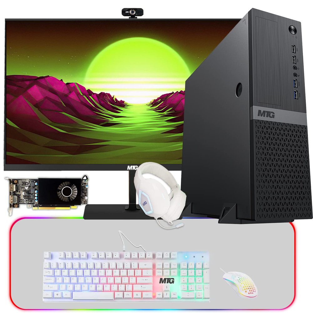 Aurora Gaming Desktop Computer Intel i5 12th Gen, AMD RX 550 4GB Graphic Card, 16GB RAM, 512GB SSD + 2TB HDD, MTG 24 Inch Monitor 75hz, 4 in 1 Gaming Kit, Webcam, Win 11 Home