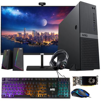 Aurora Gaming Desktop Computer Intel i5 12th Gen,AMD RX 550 4GB Graphic Card, 16GB RAM, 1TB SSD + 4TB HDD, MTG 24 Inch Monitor 75hz, RGB Keyboard and Mouse, Headphone, Speaker, Webcam, Win 11 Home