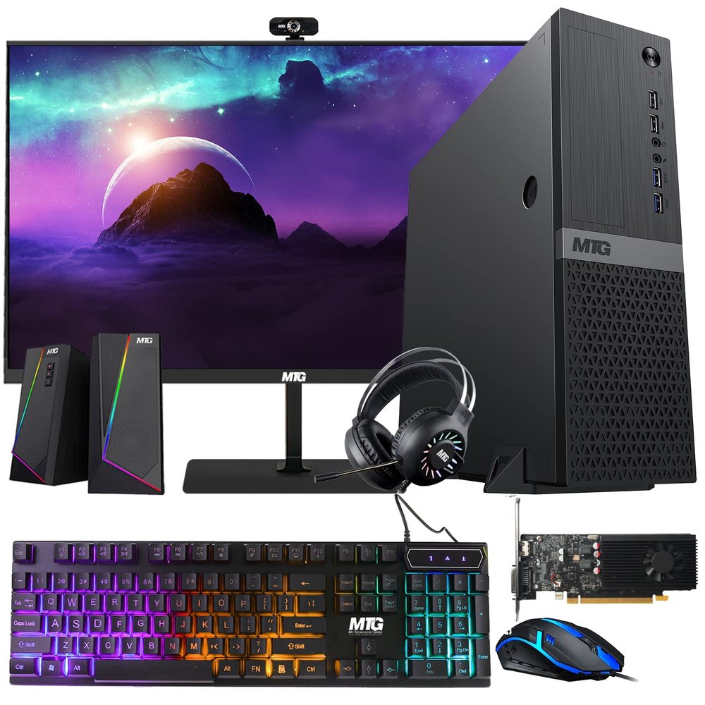 Aurora Gaming Desktop Computer Intel i5 12th Gen, GT 1030 4GB Graphic Card, 16GB RAM, 1TB SSD, 27 Inch Gaming Monitor 165hz, RGB Keyboard Mouse, Headphone, Speaker, Webcam, Win 11 Home