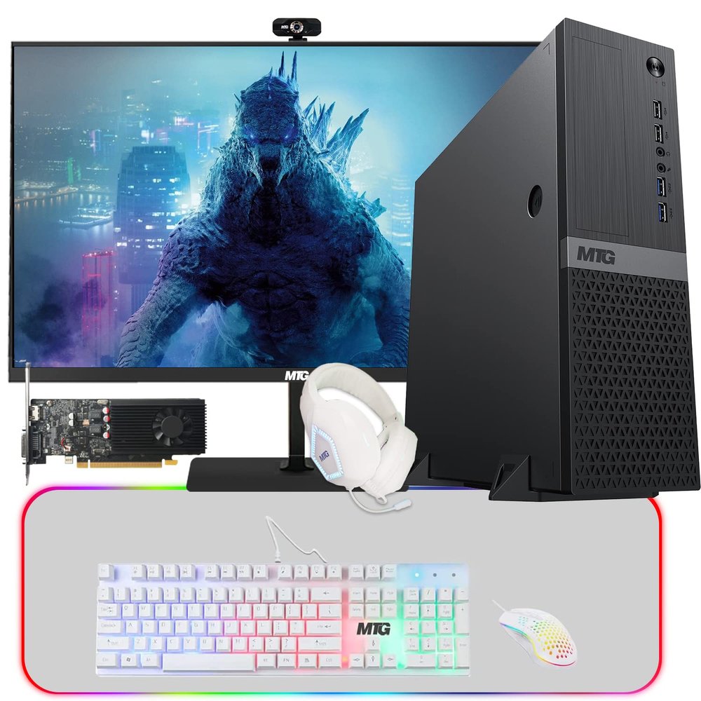 Aurora Gaming Desktop Computer Intel i5 12th Gen, GT 1030 4GB Graphic Card, 16GB RAM, 1TB SSD, MTG 24 Inch Monitor 75hz, 4 in 1 Gaming Kit, Webcam, Win 11 Home