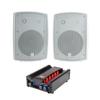 Dual Electronics LU53PW White 3-Way High Performance Outdoor Indoor Speakers DBTMA100 Black Micro Wireless Bluetooth 2 Channel Stereo Class-D Amplifier view 1