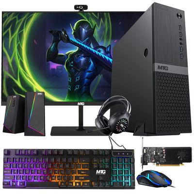 Aurora Gaming Desktop Computer Intel i5 12th Gen, GT 1030 4GB Graphic Card, 16GB RAM, 1TB SSD + 2TB HDD, MTG 24 Inch Monitor 75hz, RGB Keyboard Mouse, Headphone, Speaker, Webcam, Win 11 Home