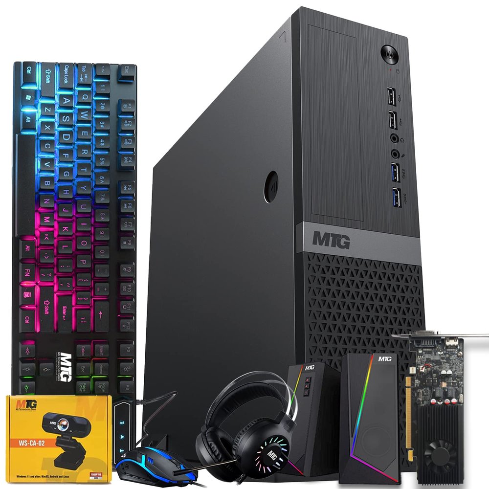 Aurora Gaming Desktop Computer Intel i5 12th Gen, GT 1030 4GB Graphic Card, 16GB RAM, 512GB SSD, RGB Keyboard Mouse, Headphone, Speaker, Webcam, Win 11 Home