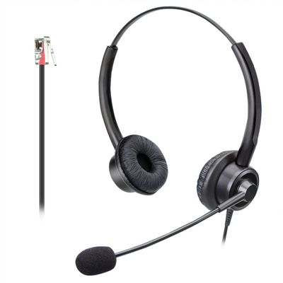 Callez RJ9 Phone Headsets with Microphone Noise Cancelling, Binaural Office Telephone Headsets Work for Polycom VVX411 VVX410 VVX400 VVX500 VVX310 VVX311 VVX350 VVX250 VVX201 VVX101 Landline Phones