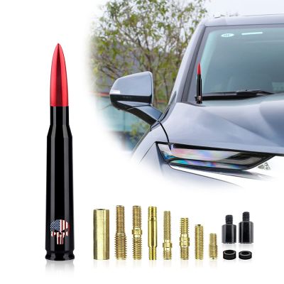 Ajxn 1 PC Car Truck Bullet Antenna, Skull Design Short Antennas, Antenna Replacement Compatible with Ford F150 Wrangler Jeep Chevrolet (Red)