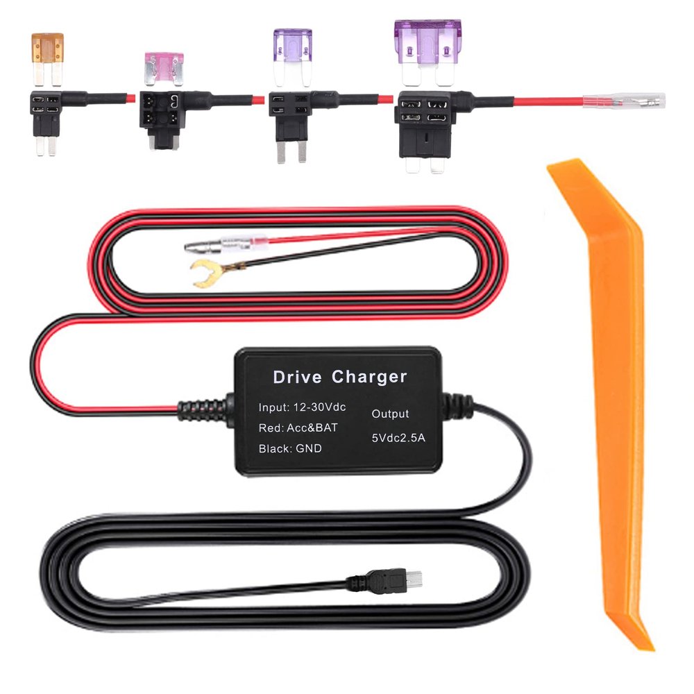 Aramox Dash Cam Hardwire Kit, USB Hard Wire Kit for Dashcam, 12-30V to 5V Car Dash Camera Hardwiring Kit with for Navigator ()