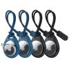 UNBREAKcable Holder for Apple AirTag with Strap- 4 Pack [Fit Tightly Design] [Easy to Install] [Hold Air Tag Securely] Waterproof TPU Shell Protective Case with Nylon Keychain Strap(Black&Blue)