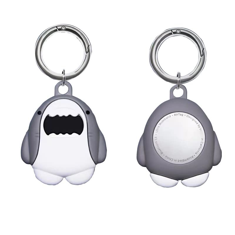 Cute Waterproof Holder Keychain for Air Tag Dog Collar Tracker,Protective Cover for Airtag Key Chain (Shark)