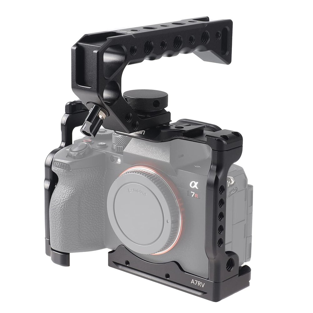 Foto4easy Aluminum Alloy a7RV Cage for Sony a7R V Mirrorless Digital Camera,Quick Release Plate for Arca,and One Top Handle