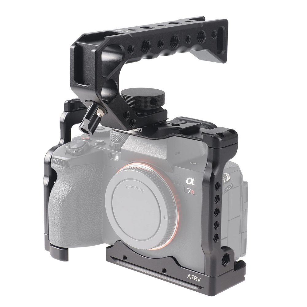 Fotga A7RV Camera Cage + Top Handle for Sony A7RV A7RM5 Mirrorless Camera Stabilizer Stabilize Video Recording Compatible Arca Swiss Tripod Ball Head Clamp