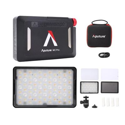 Aputure MC Pro RGBWW Mini On Camera Video Light, 5W, CCT 2000K-10000K, CRI/TLCI96, IP65, HSI Mode, Magnetic Design, APP/DMS/Wireless Control