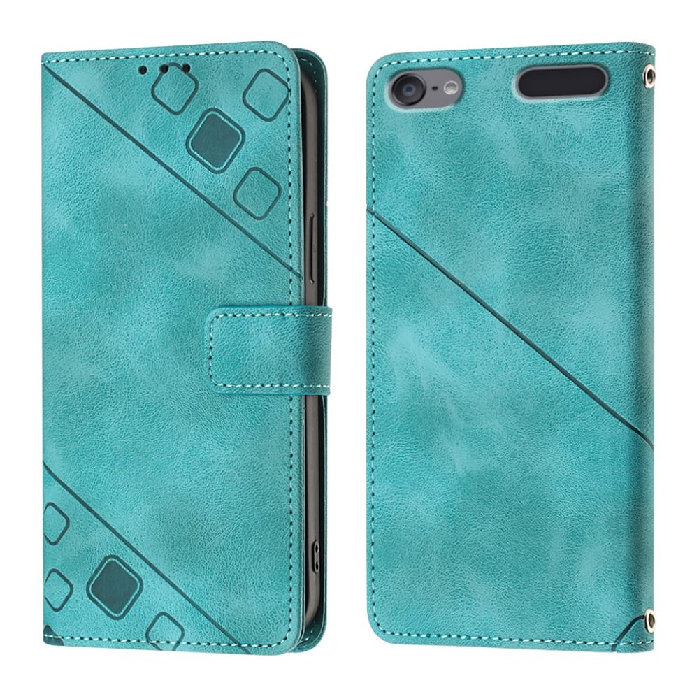 LEMAXELERS Case for iPod Touch 5, iPod Touch 7 Wallet Phone Case with [Credit Card Holder] Indentation Texture PU Flip Leather Phone Case for iPod Touch 5 / Touch 6 Green YBY