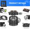 Tripod Head 44mm Low Profile Ball Head, WEYLLAN DH44 360 Degree Metal Panoramic Camera Ball Head Mount with Two Quick Release Plates, Arca Ballhead for Tripod Monopod DSLR Camera Max Load 55lbs/25kg view 2