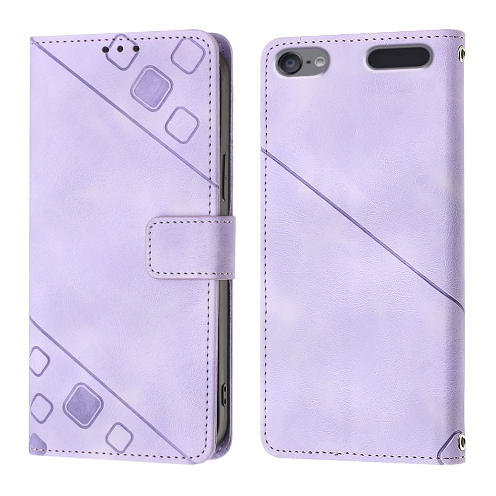 LEMAXELERS Case for iPod Touch 5, iPod Touch 7 Wallet Phone Case with [Credit Card Holder] Indentation Texture PU Flip Leather Phone Case for iPod Touch 5 / Touch 6 Purple YBY