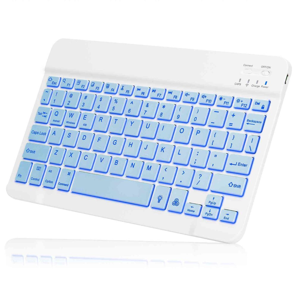 UX030 Lightweight Ergonomic Keyboard with Background RGB Light, Multi Device slim Rechargeable Keyboard Bluetooth 5.1 and 2.4GHz Stable Connection Keyboard Compatible with Amazon Fire HD 10 (2021)