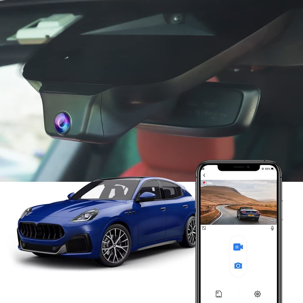 Fitcamx 4K Dash Cam Adapts for Maserati Grecale 2023-2025 GT Modena Trofeo, Integrated OEM Look, UHD 2160P Video, Built-in WiFi & APP, Loop Recording, G-Sensor, Plug & Play, Easy to Set, 64GB Card