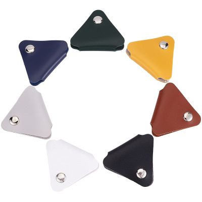 GORGECRAFT 7PCS 7 Colors Leather Cord Organizer Keeper Cable Clips USB Holder Cable Straps Triangle Fastening Ties Wire Organizer with Alloy Snap Buttons Cable Management for Earbud Wrap Headphones