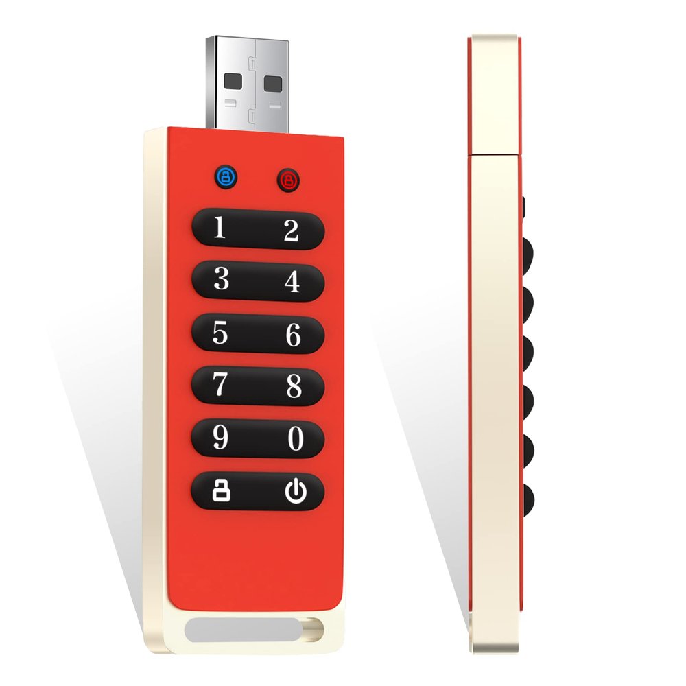 INNPLUS Secure Flash Drive 256-bit, 32GB Encrypted USB 3.0 Drive, Password Protected, Compatible for MAC/Windows/Linux/Embedded System - Orange