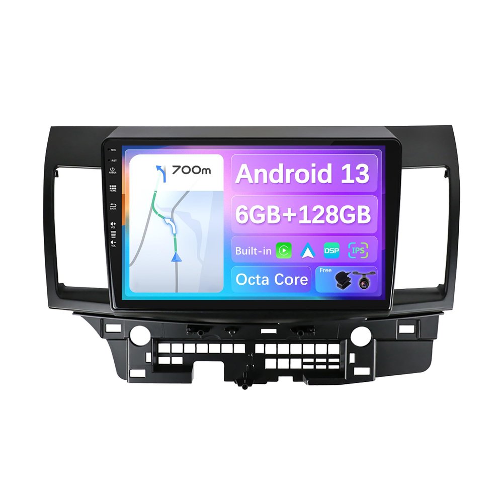 BXLIYER - 6G+128G - Android 13 IPS Double Din Car Stereo Fit Mitsubishi Lancer (2010-2016) - Wireless Carplay/Android Auto/DSP - MIC + LED Camera - 10.1 Inch - Steering Wheel DAB 360-Camera Fast-Boot