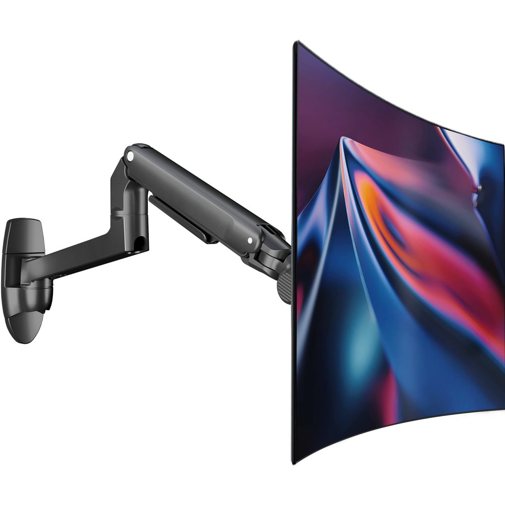 Ergounion Monitor Wall Mount for Flat or Curved Screens up to 38" Within 25 lbs, Full Motion Adjustable Monitor Arm Wall Mount with Cable Management, VESA 75x75/100x100mm, Black
