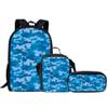 KEIAHUAN Blue Camo School Bag, Travel Camping Daypack Students Bookbag Pencil Case Lunch Bag Combination Set of 3 view 1