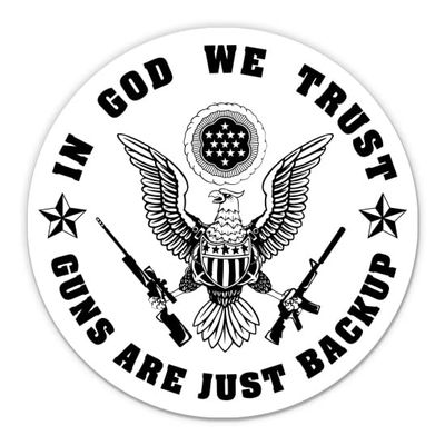 in God We Trust Guns are Just Backup Sticker - 5" Laptop Sticker - Waterproof Vinyl for Car, Phone, Water Bottle - Second Amendment Decal