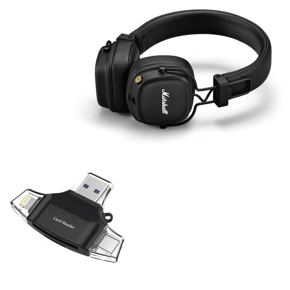 BoxWave Smart Gadget Compatible with Marshall Major IV - AllReader SD Card Reader, microSD Card Reader SD Compact USB - Jet Black
