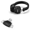 BoxWave Smart Gadget Compatible with Marshall Major IV - AllReader SD Card Reader, microSD Card Reader SD Compact USB - Jet Black view 1