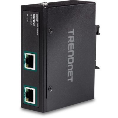 TRENDnet Industrial Gigabit PoE+ Extender, TI-E100, Single Port PoE, Power Over Ethernet, Supports PoE (15.4W) and PoE+ (30W), Extends 100m, Cascade 2 Units for Distance Up to 300m (984 ft.) (Renewed)