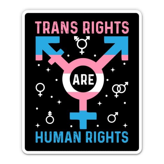 Trans Rights Human Rights Sticker - 3" Laptop Sticker - Waterproof Vinyl for Car, Phone, Water Bottle - Transgender Support Decal