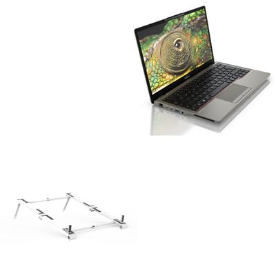 BoxWave Stand and Mount Compatible with Fujitsu LifeBook U7312 - Pocket Aluminum Stand 3-in-1, Portable Multi Angle Viewing Riser - Metallic Silver